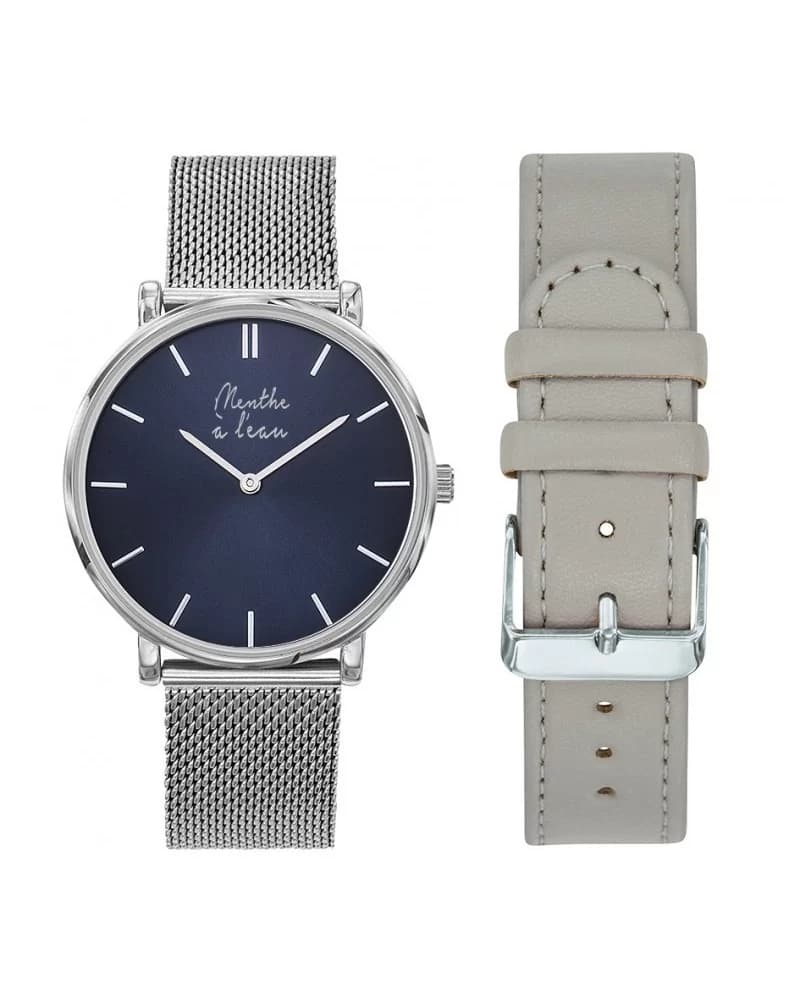 Coffret L'Indécise maille chromée fond bleu