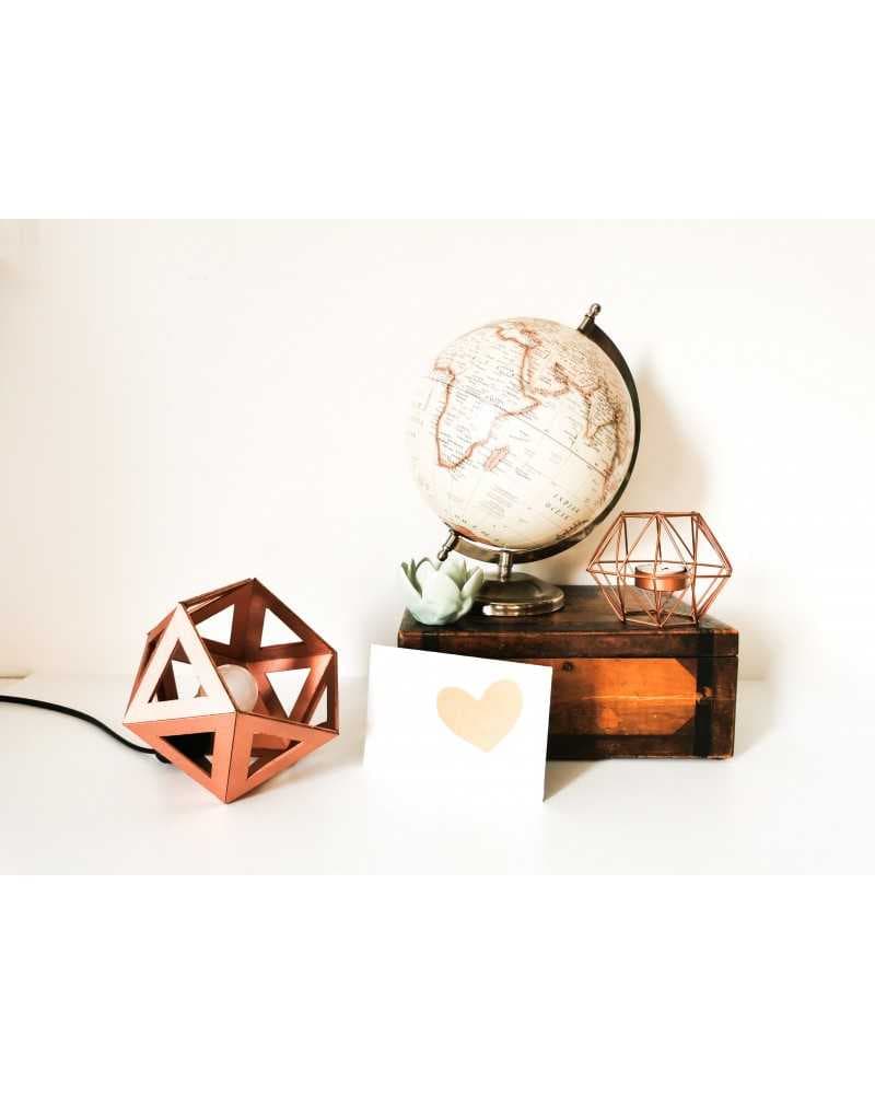 petite lampe origami cuivrée