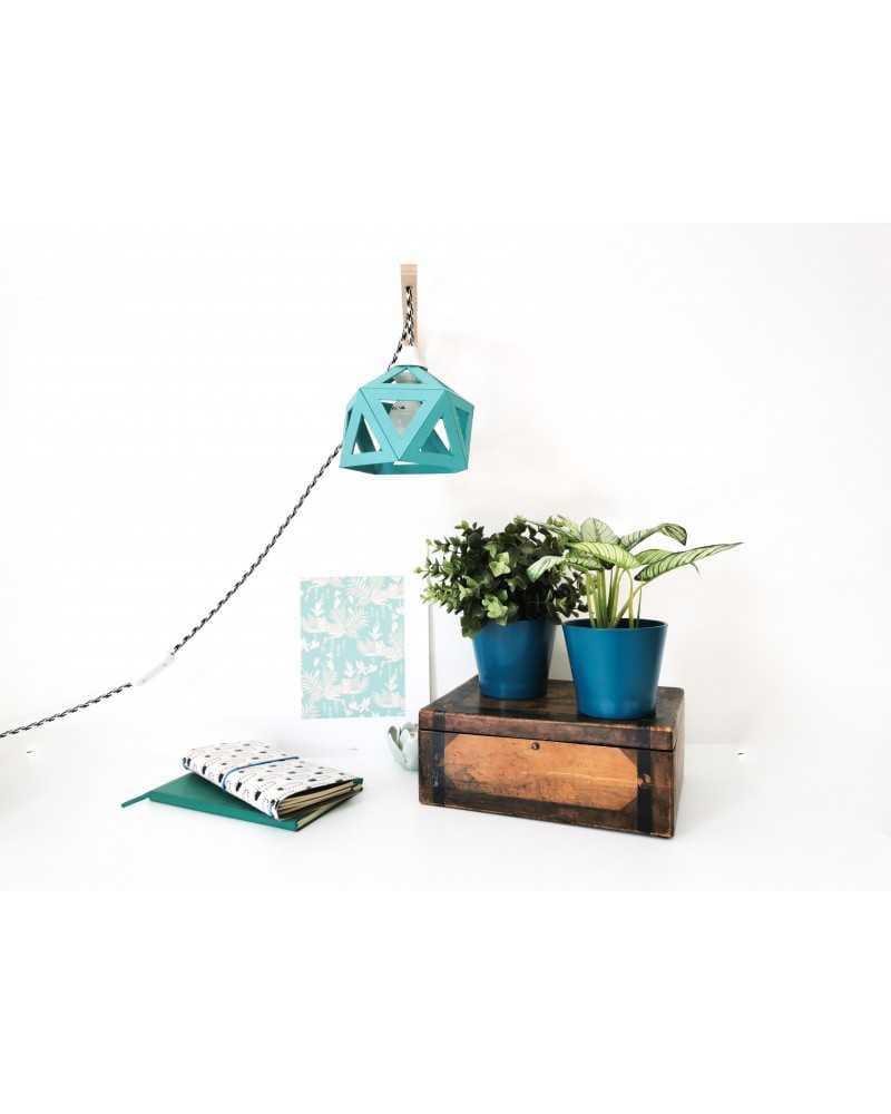 Applique lumineuse origami bleu menthe